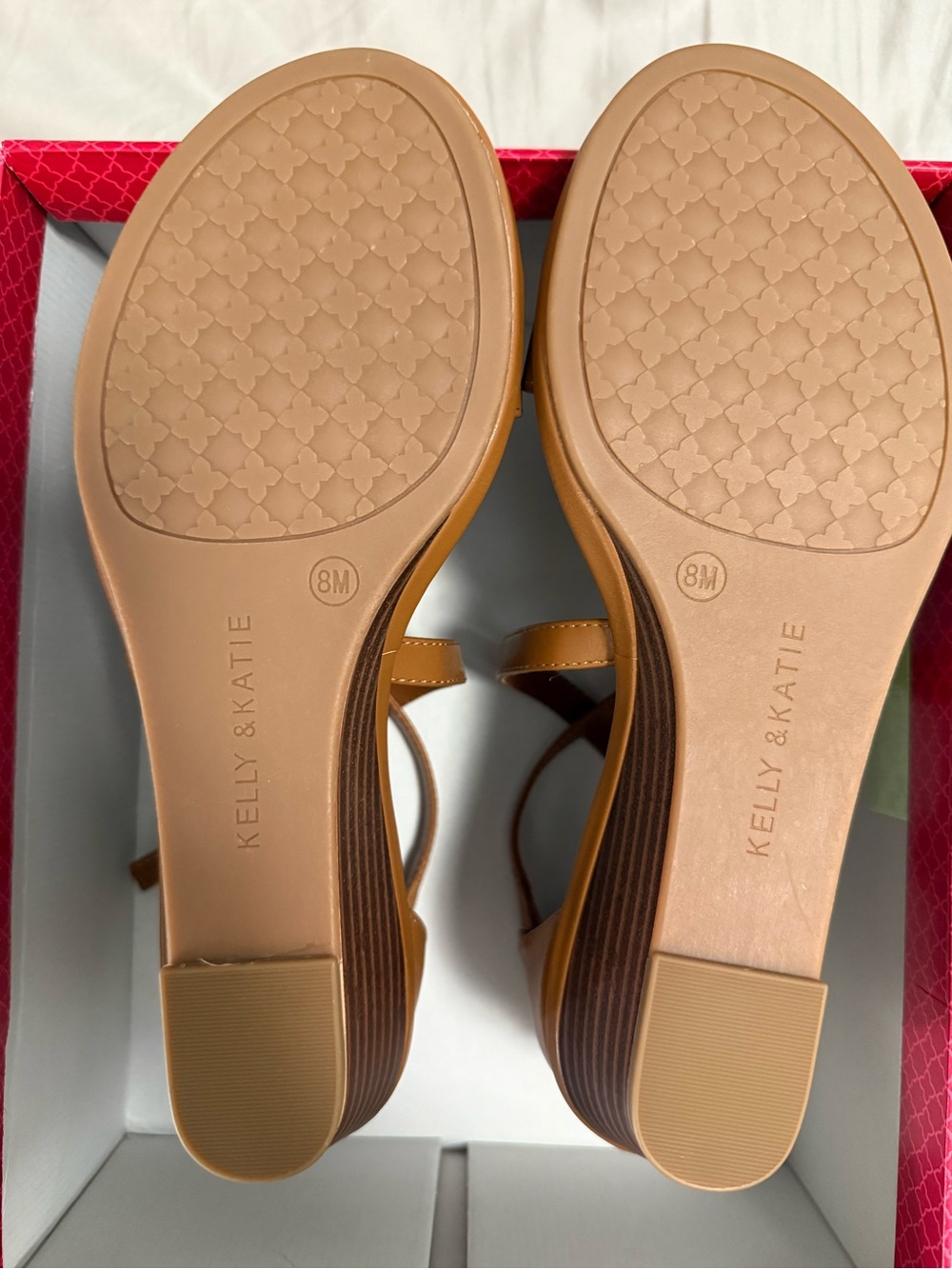 NWT Kelly & Katie’s Women’s Tan Strappy Wedge Sandals - Picture 3 of 7